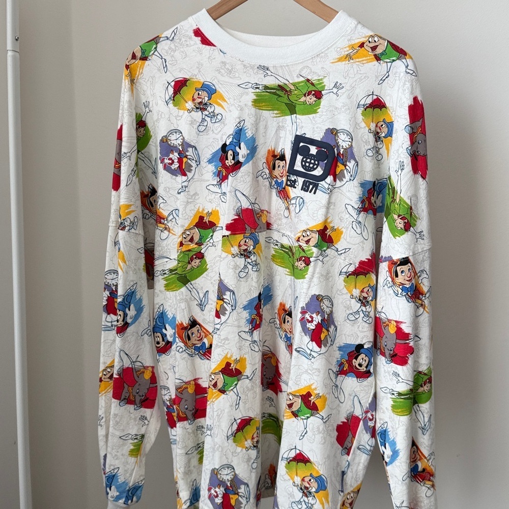 Disney Ink & Paint Spirit Jersey Shirt Sorcerer Mickey Dumbo Peter Pan Size L
